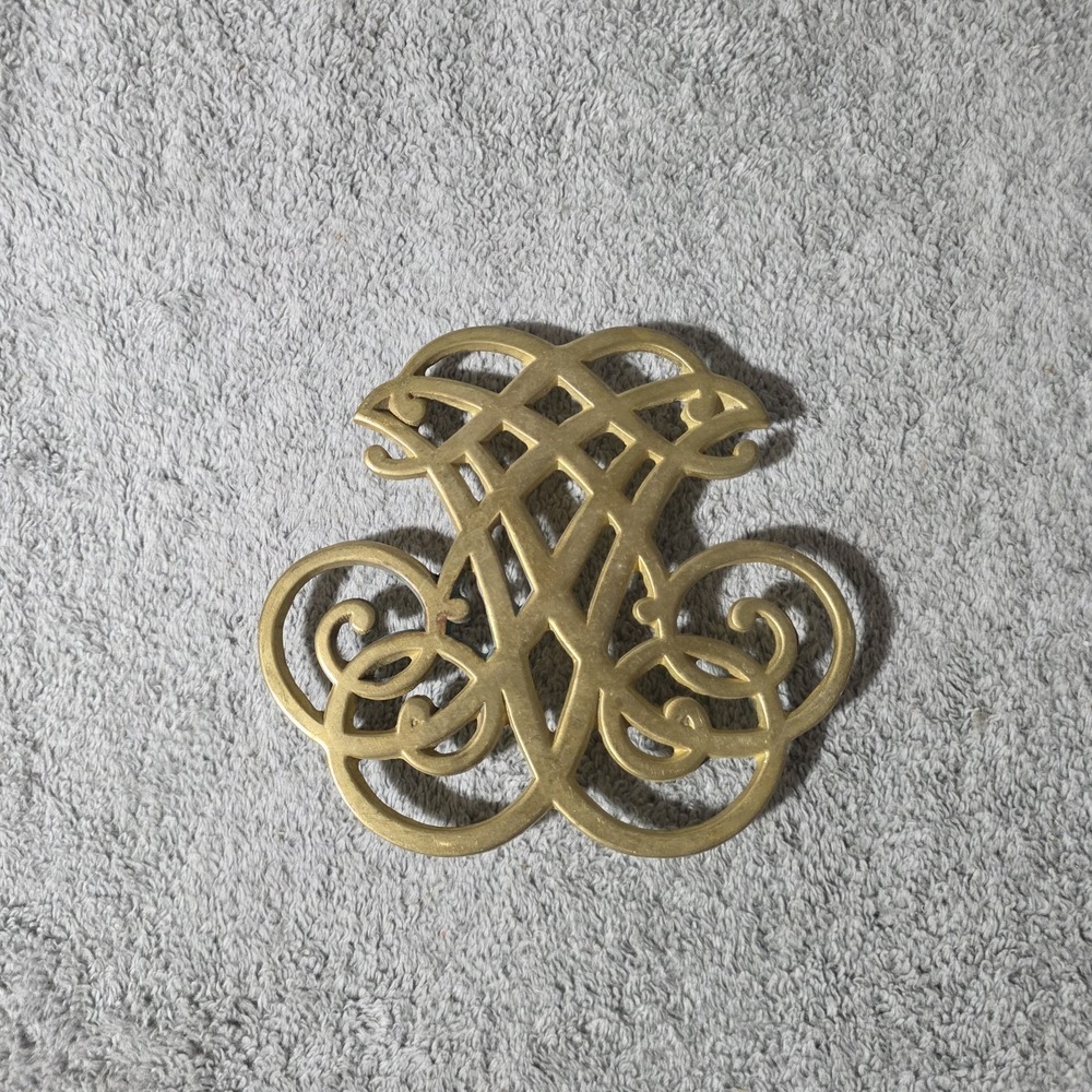 Vintage Virginia Metalcrafters Brass Trivet Thomas Jefferson Cipher Monticello